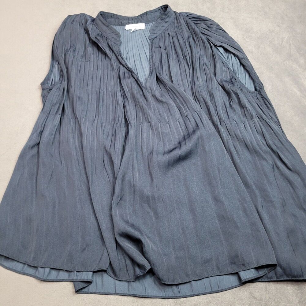 Ribbed Navy Blue Loose-Fit Sleeveless Blouse By Current Air Los Angeles Size S L